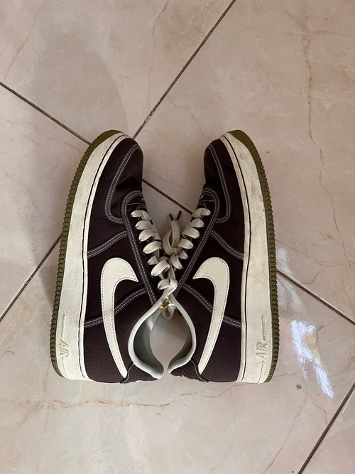 Nike Air Force 1 Low brown canvas sneakers EU 43 second-hand, real photo, Lbass Original Morocco — side view