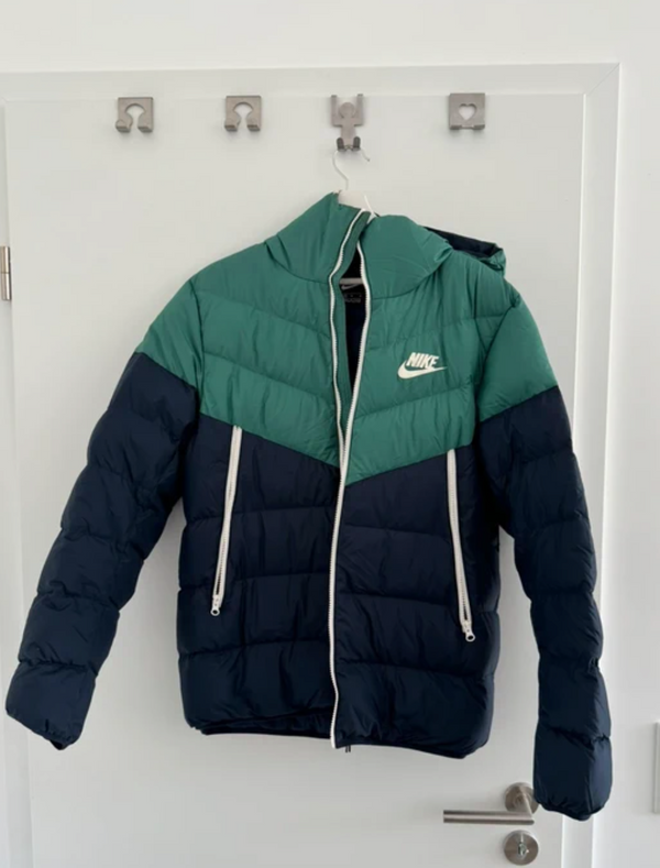 Nike Green Navy Hooded Puffer Jacket