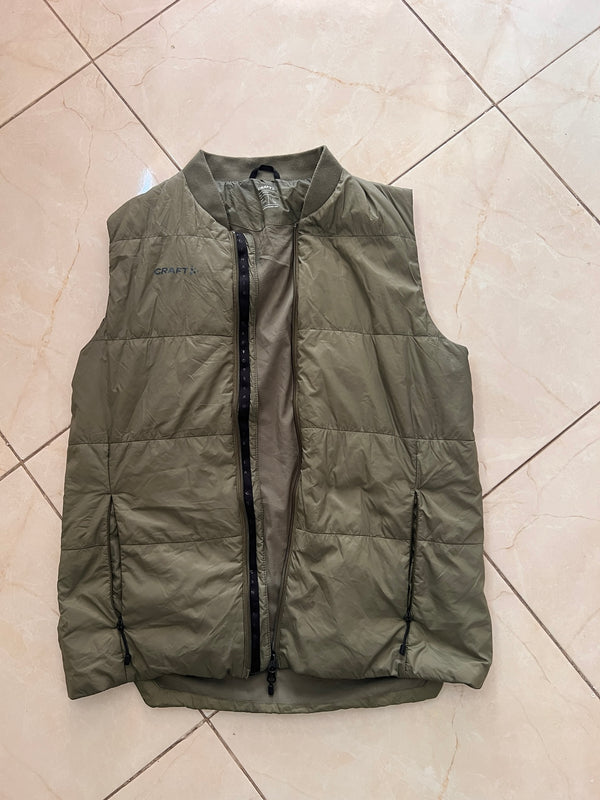 Craft olive green padded vest men's size L second-hand, real photo, Lbass Original Morocco — front view