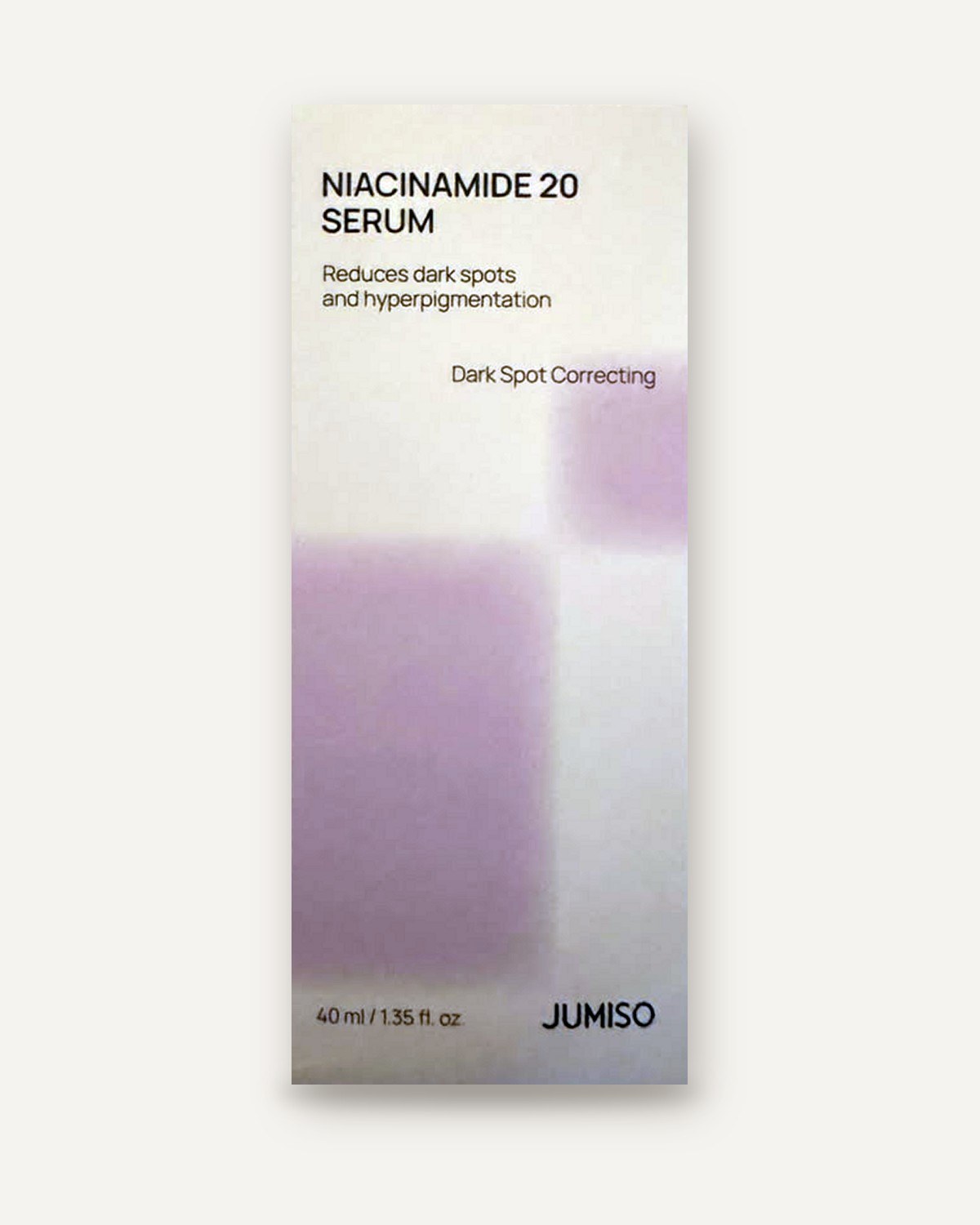 JUMISO Niacinamide 20 Serum 40ml, box front – سيروم نياسيناميد 20% للبقع