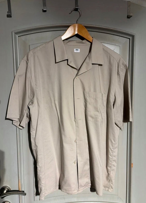 Uniqlo Beige Open-Collar Shirt