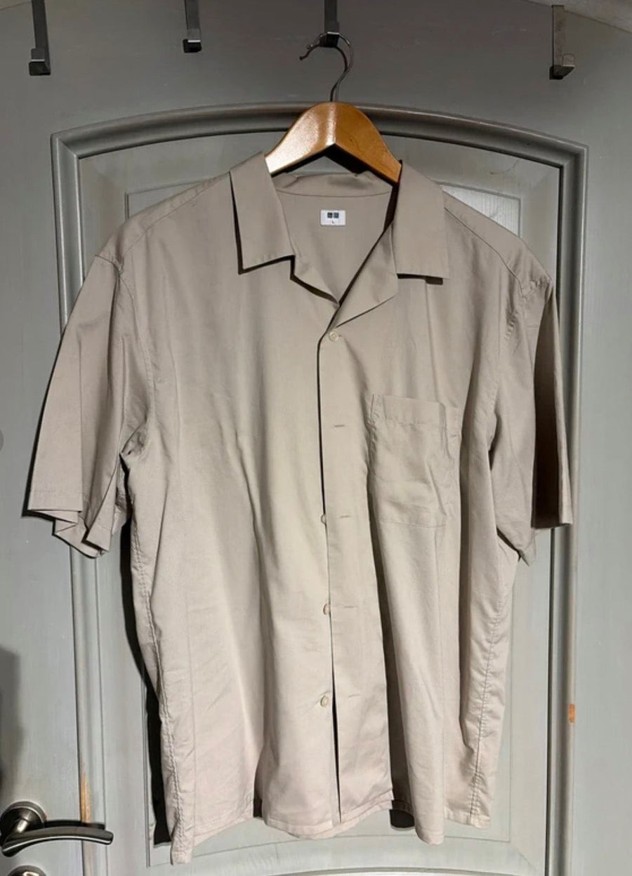 Uniqlo Beige Open-Collar Shirt