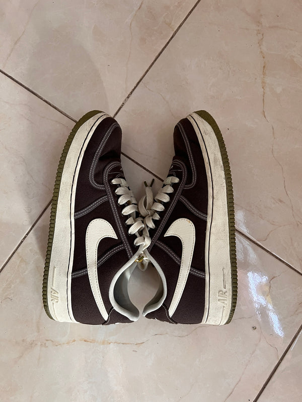 Nike Air Force 1 Low brown canvas sneakers EU 43 second-hand, real photo, Lbass Original Morocco — side view