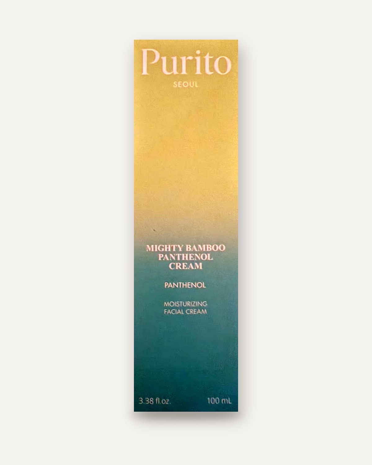 Purito Seoul Mighty Bamboo Panthenol Cream 100ml, box front – كريم مرطب بالبانثينول