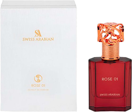 Swiss Arabian Rose 01 Extrait de Parfum 50ml, bottle and box – عطر روز 01
