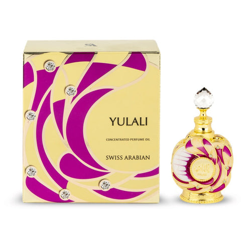 Swiss Arabian Yulali Concentrated Perfume Oil 15ml, bottle and box – عطر يلالي