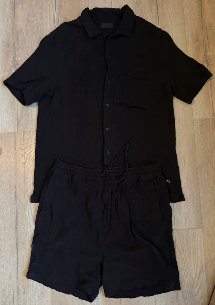 Zara Black Shirt & Shorts Set | طقم Zara كحل